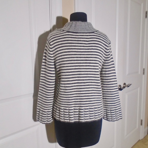 TALBOTS Merino/Angora Striped Cropped Cardigan SP - Picture 7 of 8